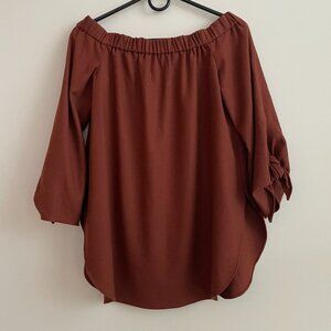 Tibi Chic Rust Off-Shoulder 3/4 Sleeve Wool Blend top US 00